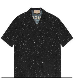 GUCCI ' Universal' Crystal Bowling Shirt In Black